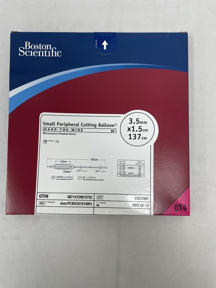 PCBO3515140F - BOSTON SCIENTIFIC - Small Peripheral Cutting Balloon OTW 6F Microsurgical Dilatation Device 3.5mm x 1.5cm, 137cm, (BX/1) - ( Expiry Date: 2023-02-13 )