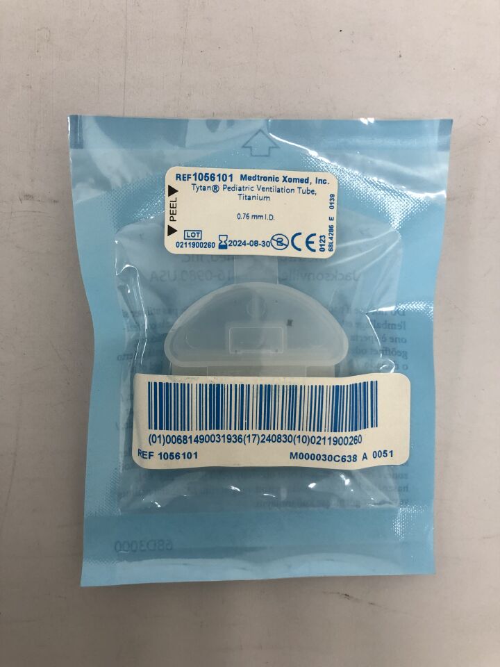 1056101 - MEDTRONIC - Tytan Pediatric Ventilation Tube, Titanium, 0.76mm ID, (EA) - ( Expiry Date: 2024-08-30 )