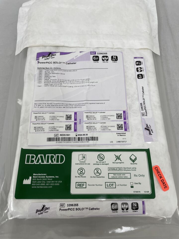 3396355 - BARD - PowerPICC SOLO2 Catheter, 6F, (EA) - ( Expiry Date: 2024-06-30 )