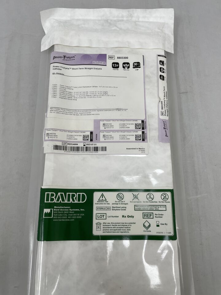 5603300 - BARD - Power-Trialysis Short-Term Straight Dialysis Catheter, 13F, (EA) - ( Expiry Date: 2023-07-31 )
