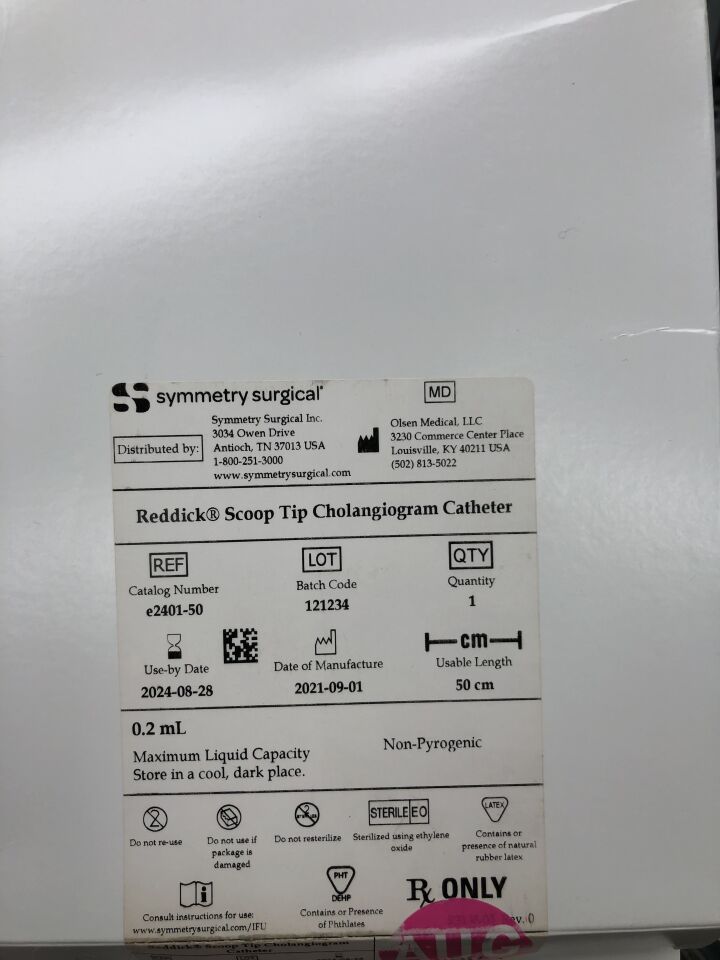 E2401-50 - SYMMETRY - Reddick Scoop Tip Cholangiogram Catheter, 50cm Usable Length, 0.2mL, (EA) - ( Expiry Date: 2024-08-28 )