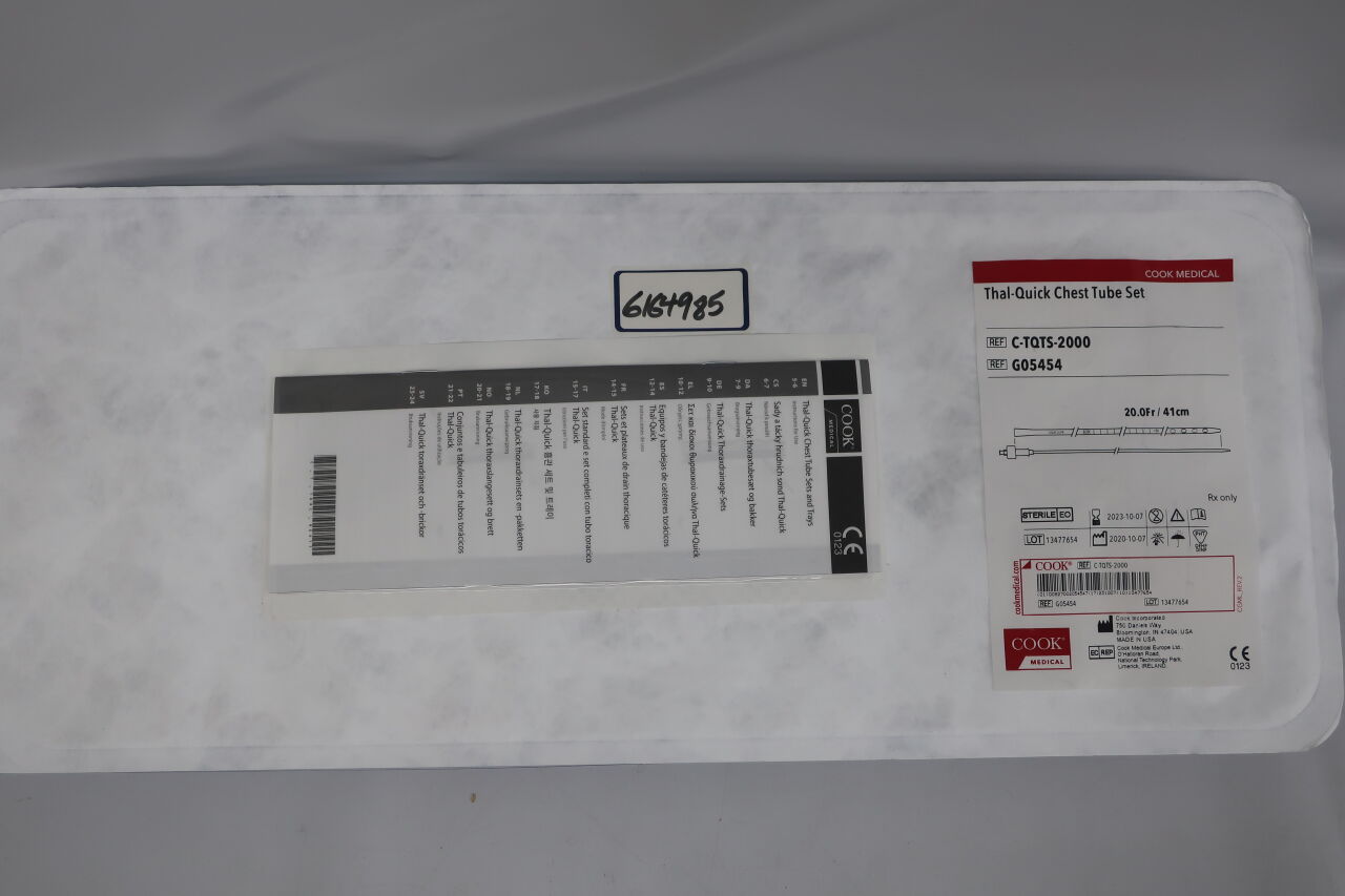 G05454 - COOK - Thal-Quick Single Lumen Chest Tube Set, 7 cm Needle Length, 20 Fr Catheter Size, () - ( Expiry Date: 2024-06-29 )