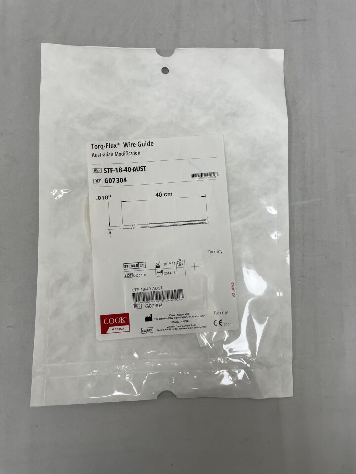 G07304 - COOK - Torq-Flex Wire Guide Australian Modification, Stainless, Straight 0.018" x 40cm, (EA) - ( Expiry Date: 2019-11-30 )