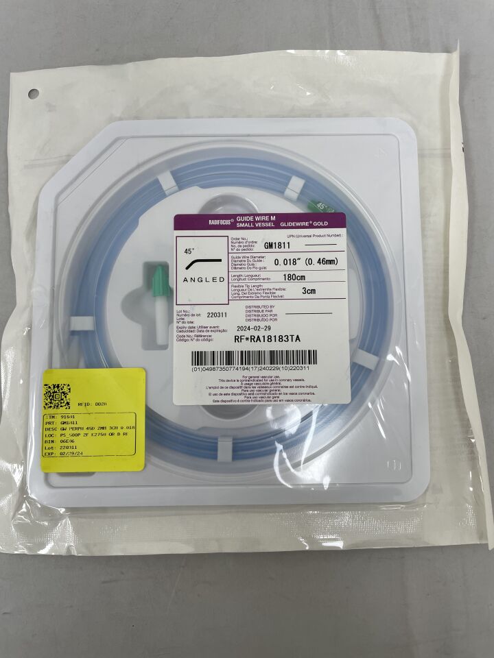 GM1811 - TERUMO - Radifocus Guide Wire M - Small Vessel Glidewire Gold - 45 Degree Angled - .018" x 180cm x 3cm
, () - ( Expiry Date: 2024-02-29 )