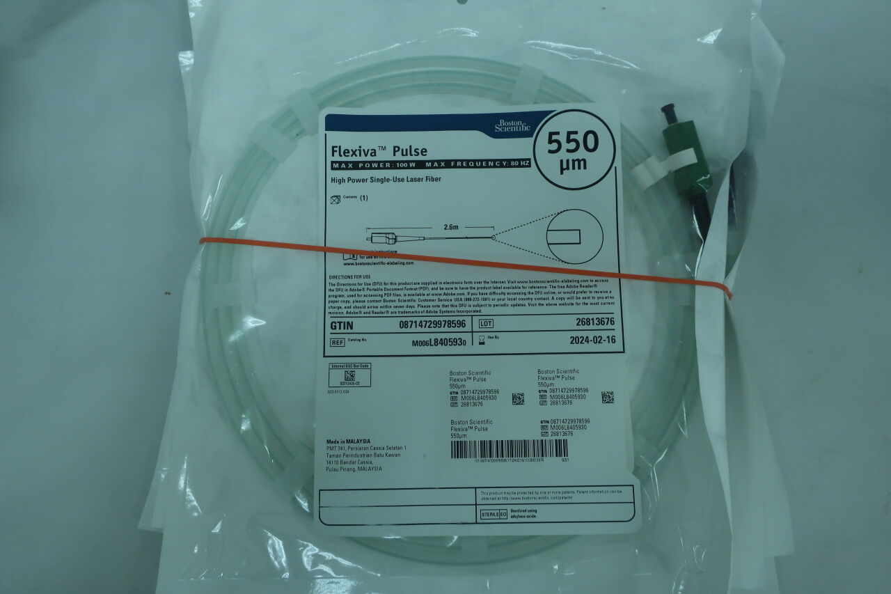 L840593 - BOSTON SCIENTIFIC - Flexiva Pulse High Power Laser Fiber, 550um, 100W Max Power, 80HZ Max Frequency, () - ( Expiry Date: 2024-02-16 )