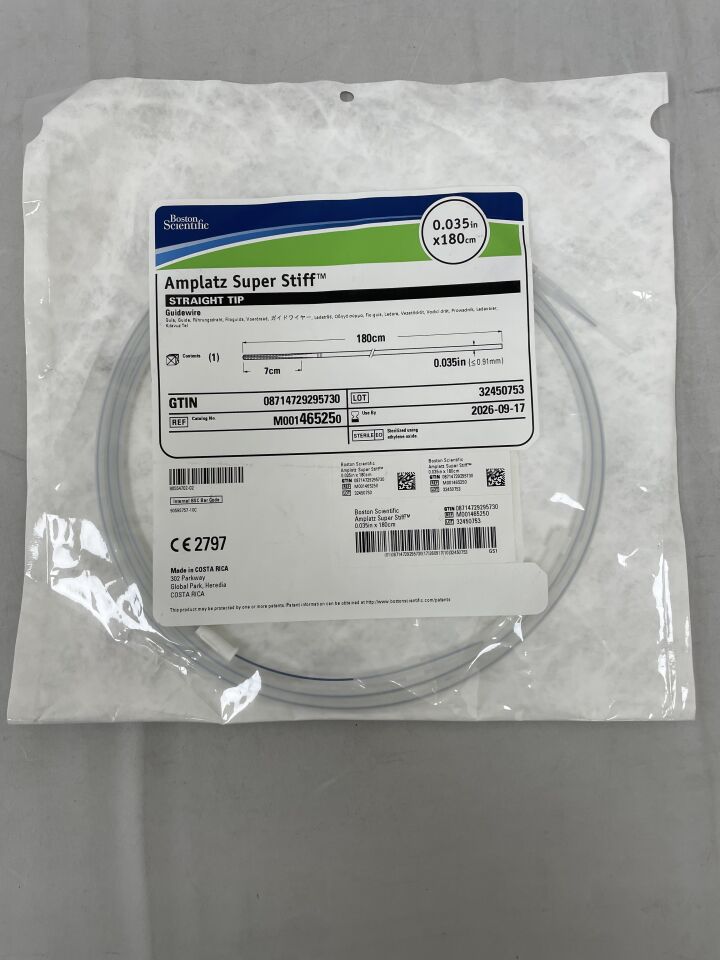 46525  -  BOSTON SCIENTIFIC  -  Amplatz Super Stiff Guidewire - Straight Tip - .035" x 180cm , ( EA/ )  -  ( Expiry Date : 2026-09-17 )