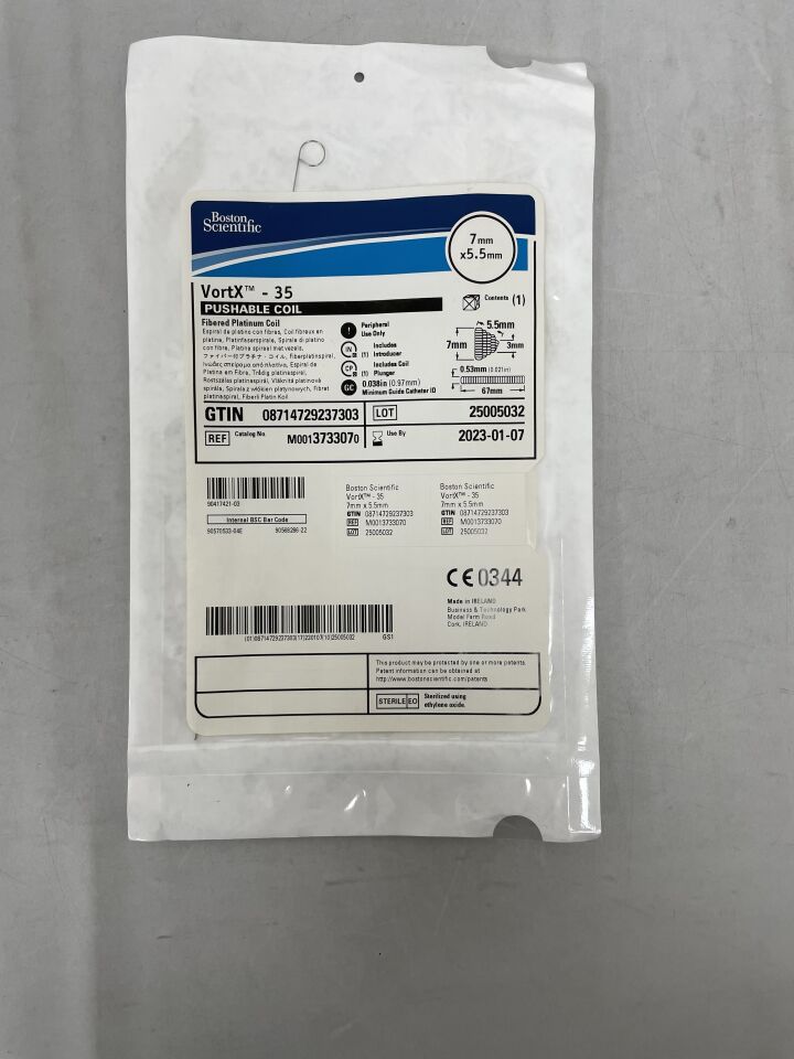 373307 - BOSTON SCIENTIFIC - VortX-35 Pushable Fibered Platinum Coil - 7mm x 5.5mm, () - ( Expiry Date: 2023-01-07 )