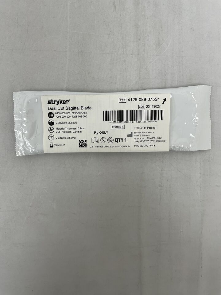 4125-089-075S1  -  STRYKER  -  Dual-Cut Sagittal Blade 31.5mm x 75mm , ( EA )  -  ( Expiry Date : 2025-05-01 )