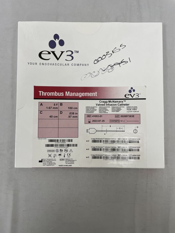 41053-01 - EV3 - Cragg-McNamara Valved Infusion Catheter 5F x 100cm x 40cm, () - ( Expiry Date:  )