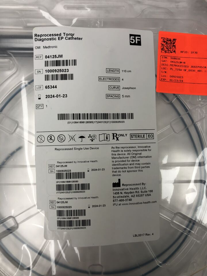04125JMREP - INNOVATIVE HEALTH - Torqr Diagnostic EP Catheter, 5F x 110cm, 4 Electrodes, Josephson Curve, 5mm Spacing, (EA) - ( Expiry Date: 2024-01-23 )