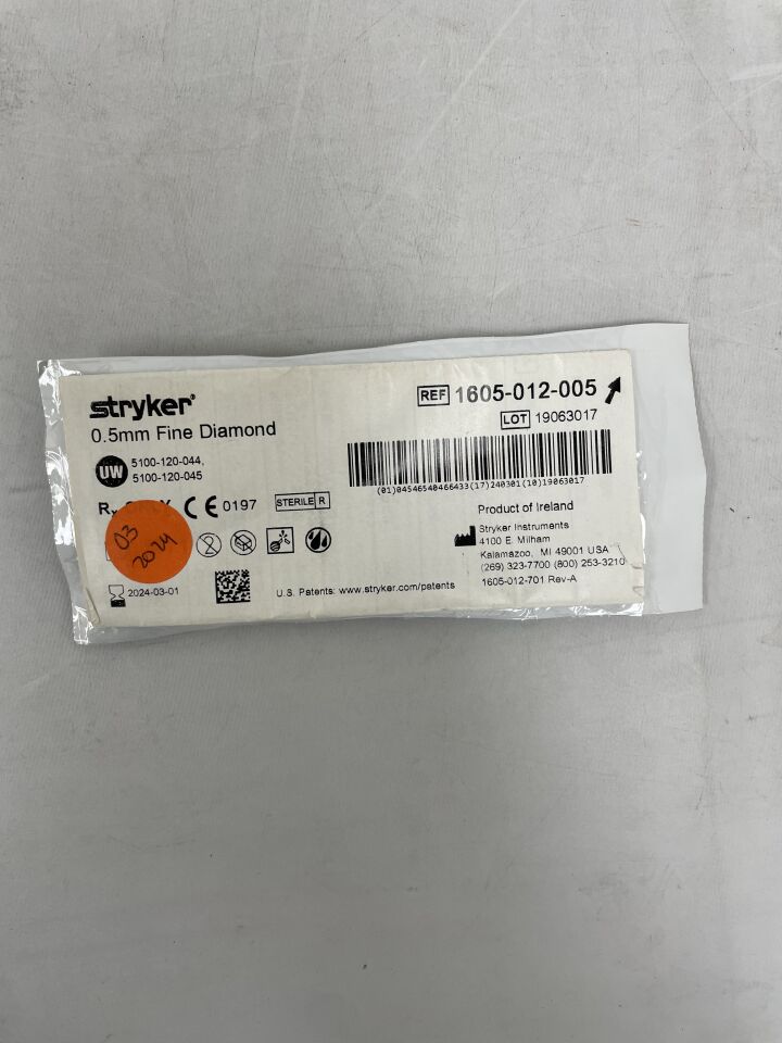 1605-012-005 - STRYKER - 0.5mm Fine Diamond, (EA) - ( Expiry Date: 2024-03-01 )