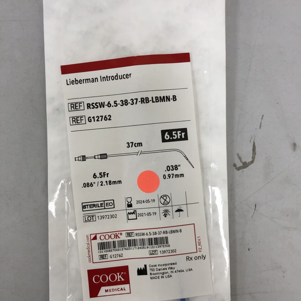G12762 - COOK - Lieberman Introducer, 6.5Fr, 37cm x 0.038", (EA) - ( Expiry Date: 2024-05-19 )