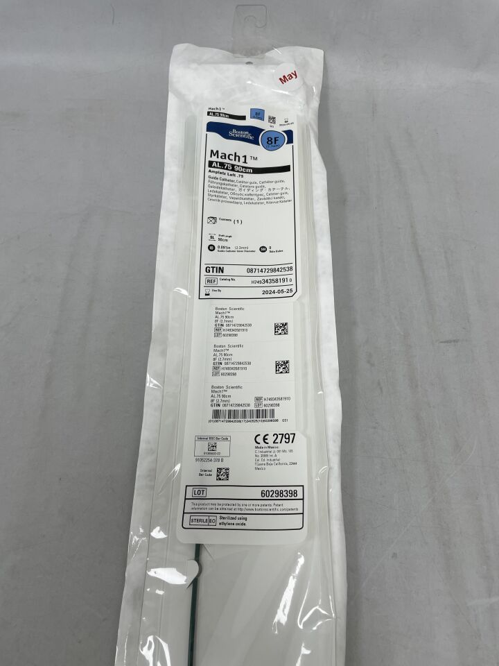 34358191 - BOSTON SCIENTIFIC - Mach1 8F AL.75 90cm Amplatz Left .75 Guide Catheter, (EA) - ( Expiry Date: 2024-05-25 )
