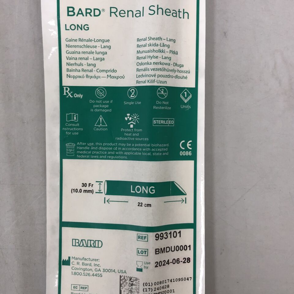 993101 - BARD - Renal Sheath, Long, 30Fr x 22cm, (EA) - ( Expiry Date: 2024-06-28 )