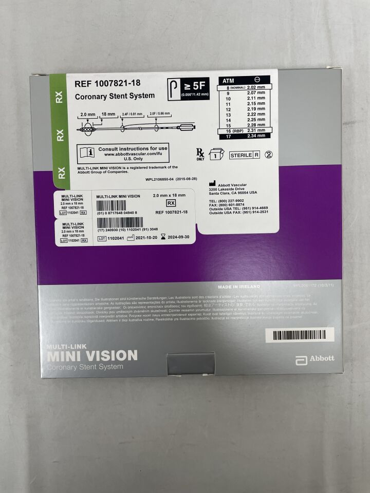 1007821-18 - ABBOTT - Multi-Link Mini Vision RX Coronary Stent System, Cobalt Chromium  2mm x 18mm, () - ( Expiry Date: 2024-09-30 )