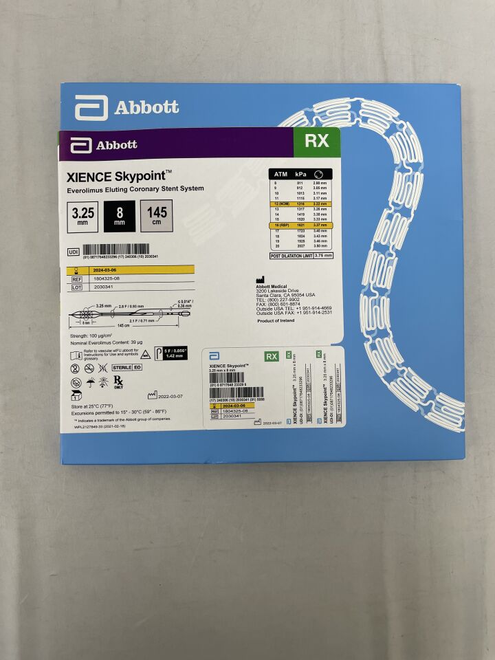 1804325-08 - ABBOTT - Xience Skypoint RX Everolimus Eluting Coronary Stent: 3.25mm x 8mm, 145cm, (BX/1) - ( Expiry Date: 2024-03-06 )