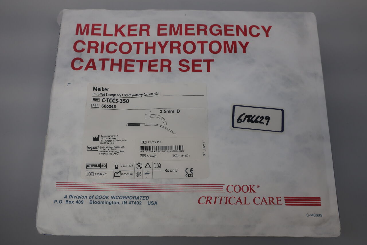 G06245 - COOK - Melker Uncuffed Emergency Cricothyrotomy Catheter Set 3.5mm, (EA) - ( Expiry Date: 2024-06-10 )