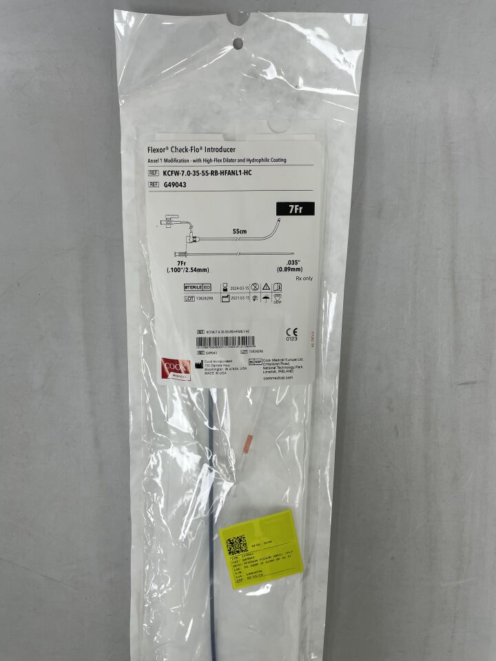 G49043 - COOK - Flexor Ansel Guiding Sheath w/High Flex Dilator and Check-Flo Valve 7F x 55cm, Multipurpose, (EA) - ( Expiry Date: 2024-03-15 )