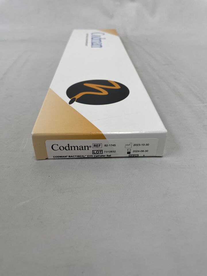 82-1745 - INTEGRA - Codman Bactiseal EVD Catheter Set, 35cm Ventricular Catheter, Stylet, Connector, Cap, Catheter Anchoring Clip and Trocar, (BX/1) - ( Expiry Date: 2024-09-30 )