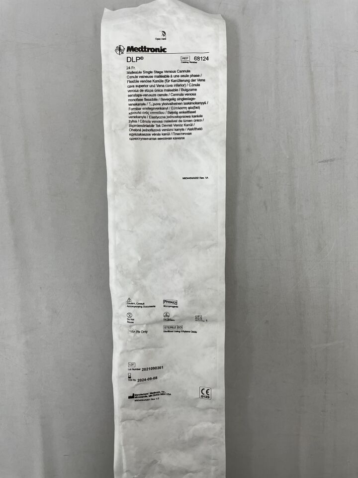 68124 - MEDTRONIC - DLP Single Stage Venous Cannula, Malleable 24F, (EA) - ( Expiry Date: 2024-09-08 )