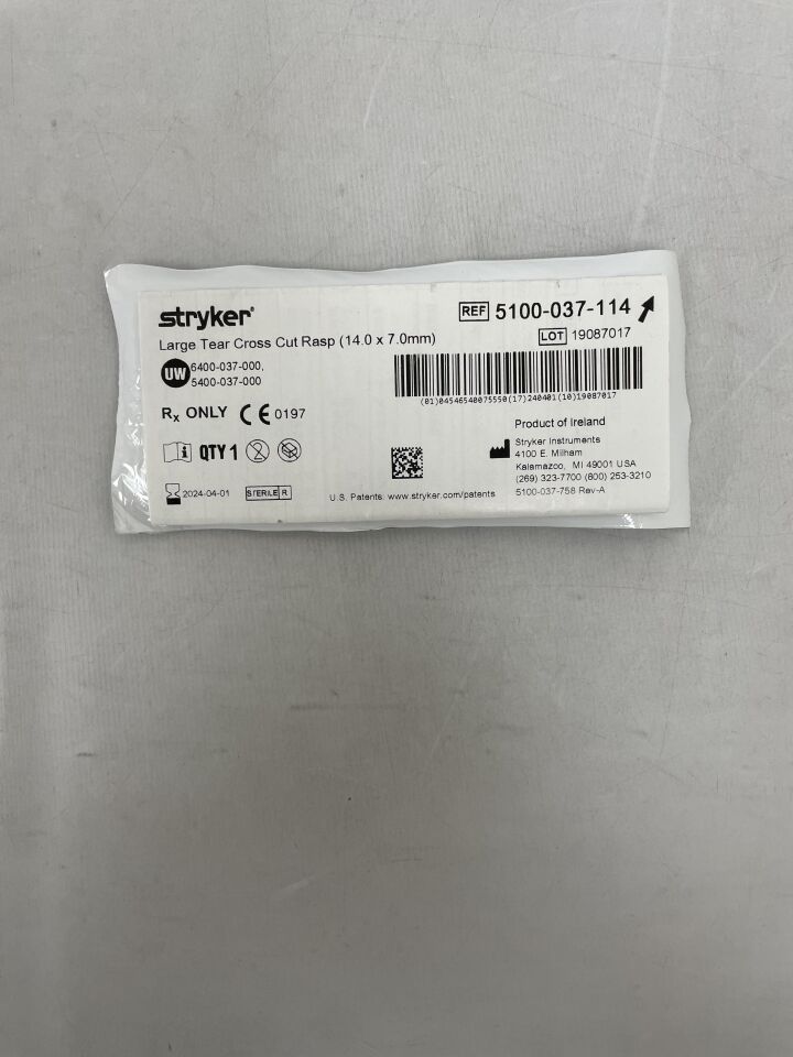5100-037-114 - STRYKER - Large Tear Cross Cut Rasp: 14.0mm x 7.0mm, (EA) - ( Expiry Date: 2024-04-01 )