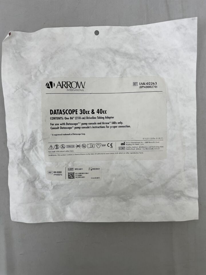 IAK-02263 - TELEFLEX - tubing pump datascope 86in 30cc/40cc iab catheter, (EA) - ( Expiry Date: 2023-08-31 )