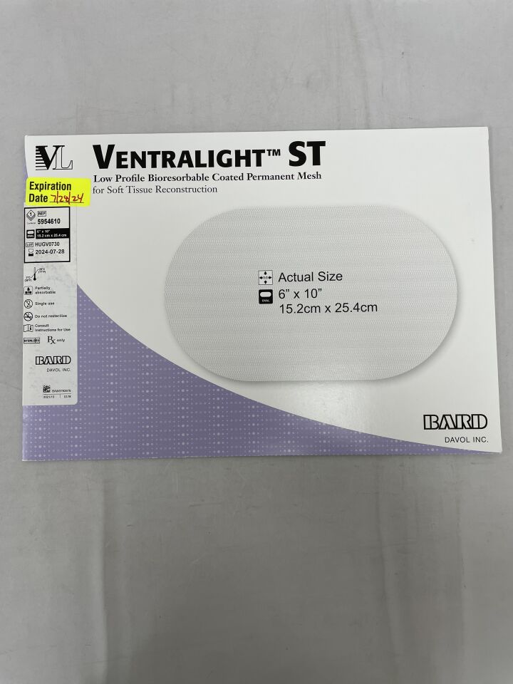 5954610 - BARD - Ventralight ST Mesh: 6" x 10" Oval, () - ( Expiry Date:  )