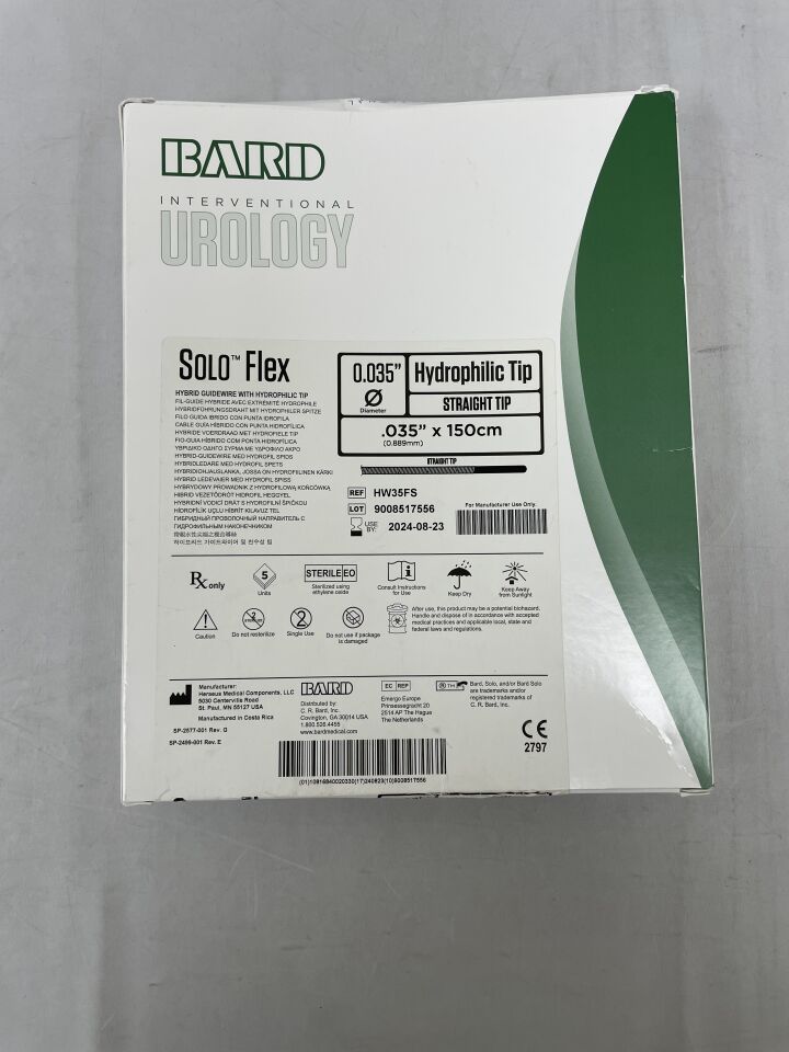 HW35FS - BARD - Solo Flex Hybrid Guidewire, Hydrophilic 0.035" x 150cm, Straight, () - ( Expiry Date: 2024-08-23 )