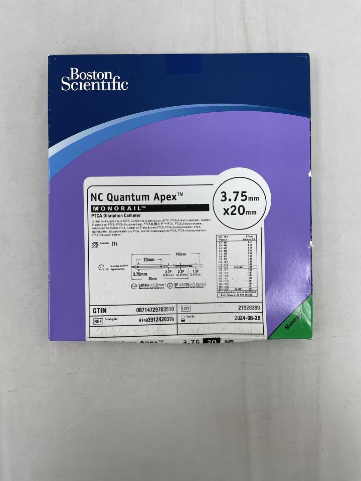 391242037 - BOSTON SCIENTIFIC - NC Quantum Apex Monorail PTCA Dilatation Catheter - 3.75mm x 20mm, (BX/1) - ( Expiry Date: 2024-08-29 )