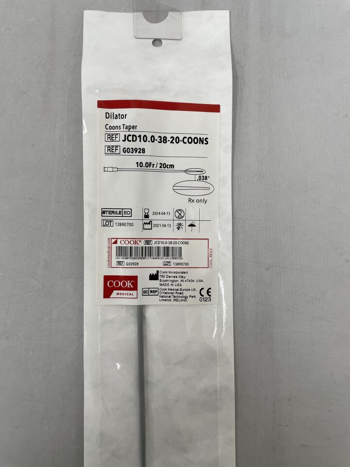 G03928 - COOK - Coons Taper - JCD10.0-38-20-COONS - 10Fr x 20cm x .038", () - ( Expiry Date: 2024-04-13 )