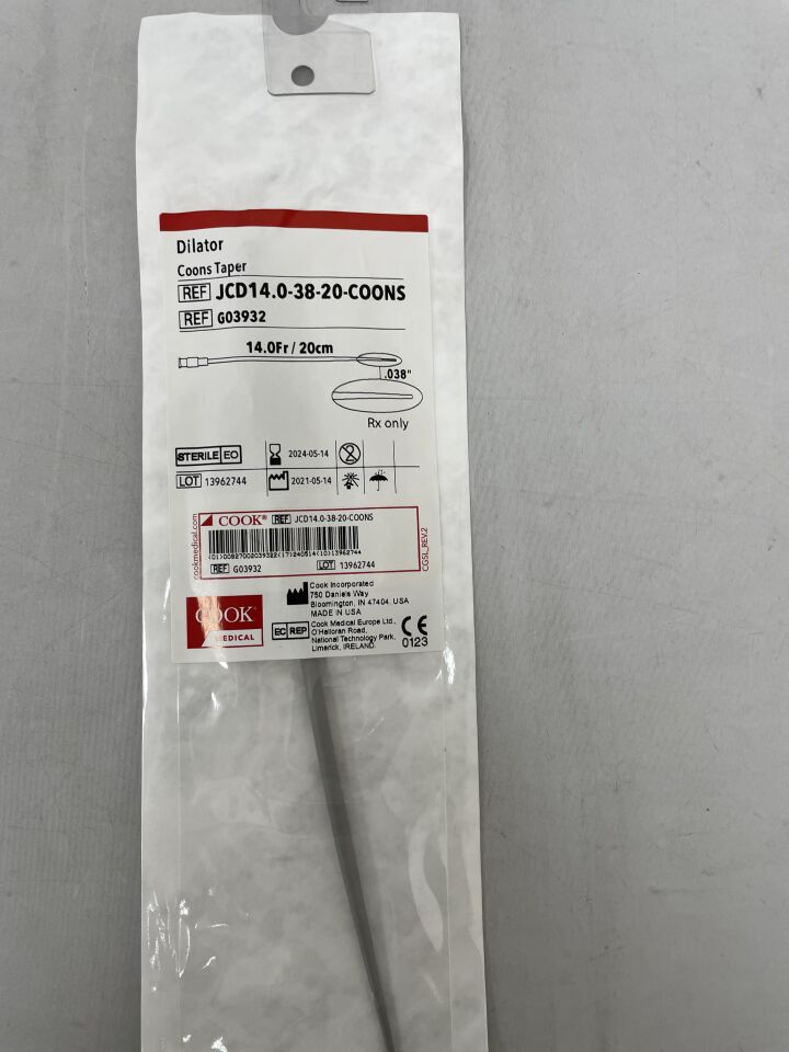G03932 - COOK - Dilator, Coons Taper 14F, () - ( Expiry Date: 2024-05-14 )