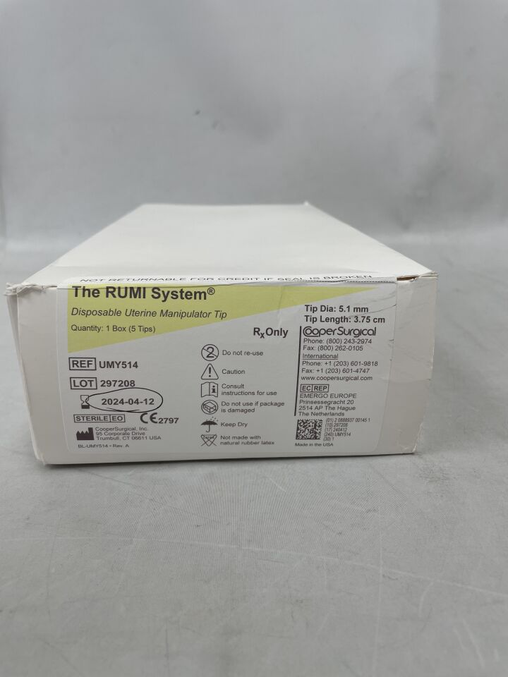 UMY514 - COOPER SURGICAL - Rumi II Tip Yellow, 5.1mm x 3.75cm, (BX/5) - ( Expiry Date: 2024-04-12 )