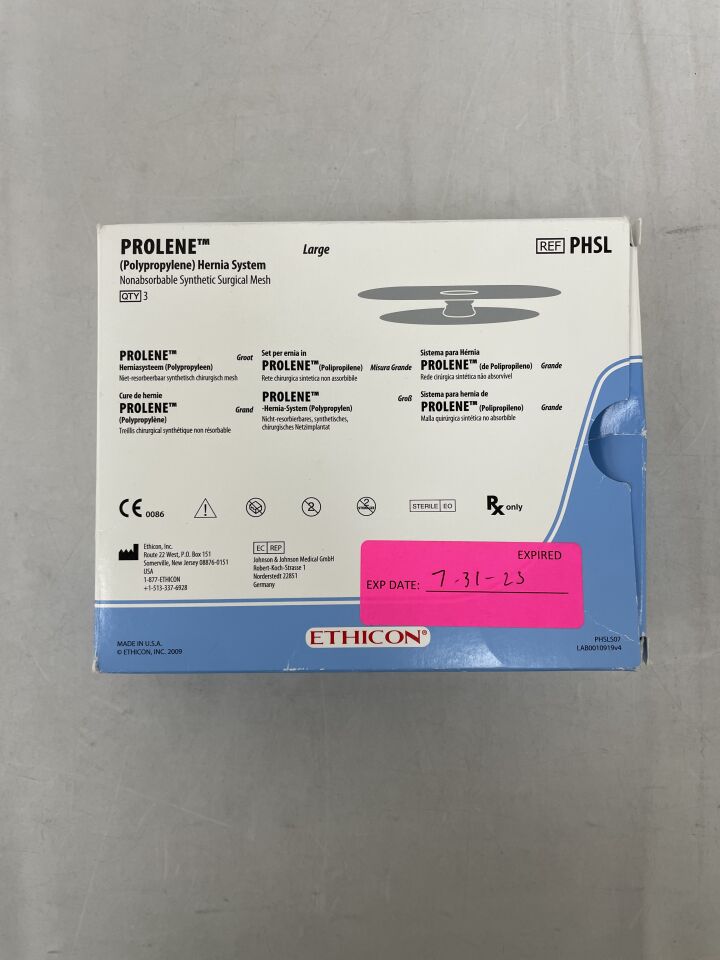 PHSL - ETHICON - Prolene Polypropylene Hernia System, Large, 4.5 x 10 cm, (BX/3) - ( Expiry Date: 2023-07-31 )