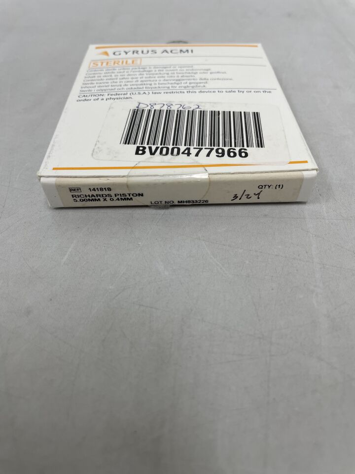 141818 - GYRUS ACMI - Richards Piston, 5 x 0.4mm, (BX/1) - ( Expiry Date: 2024-11-11 )