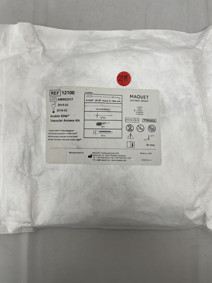 12100 - MAQUET - Avalon Elite Vascular Access Kit, 100cm, (EA) - ( Expiry Date: 2018-02-11 )