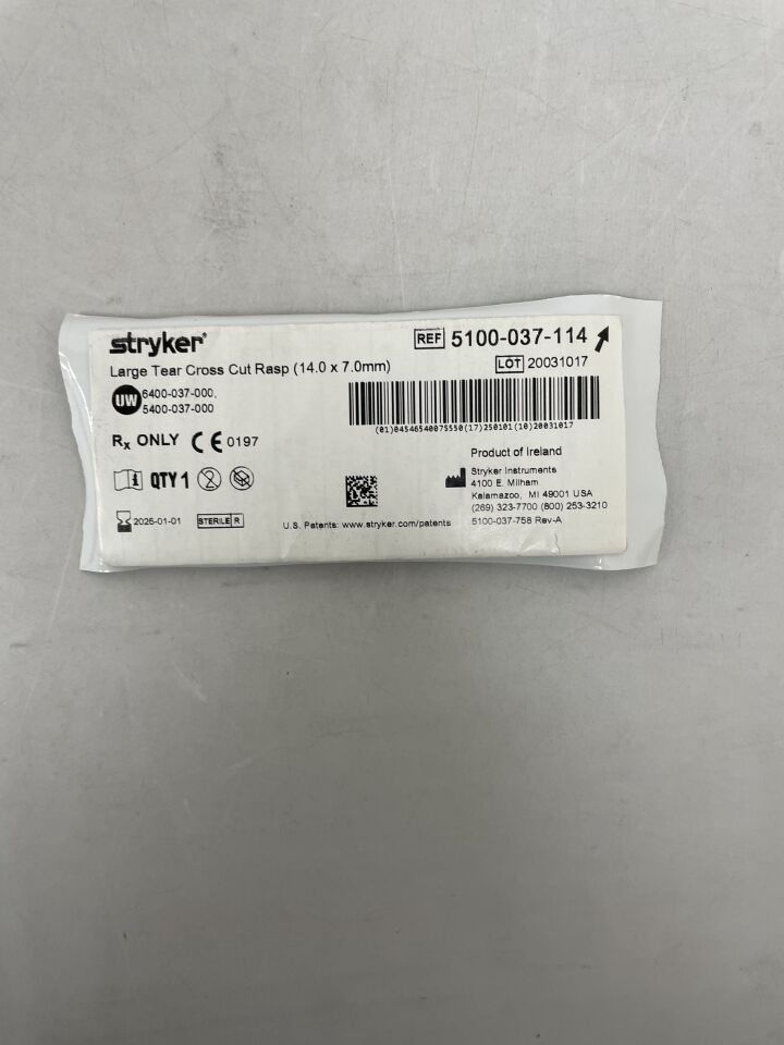 5100-037-114 - STRYKER - Large Tear Cross Cut Rasp: 14.0mm x 7.0mm, () - ( Expiry Date: 2024-09-01 )