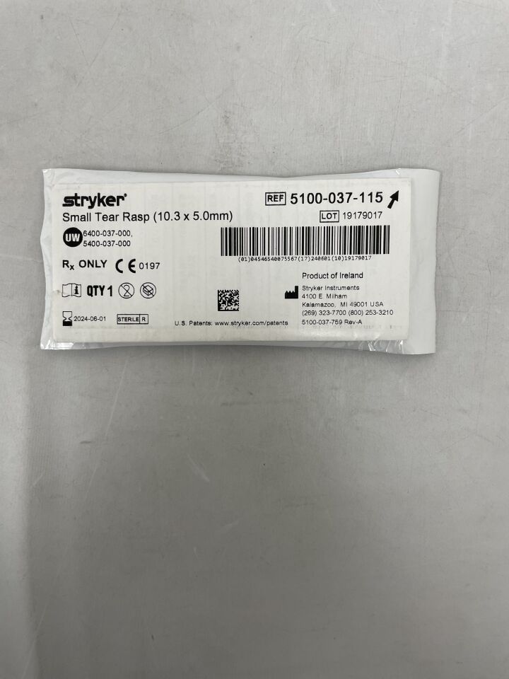 5100-037-115 - STRYKER - Small Tear Rasp: 10.3mm x 5.0mm, (EA) - ( Expiry Date: 2024-10-01 )