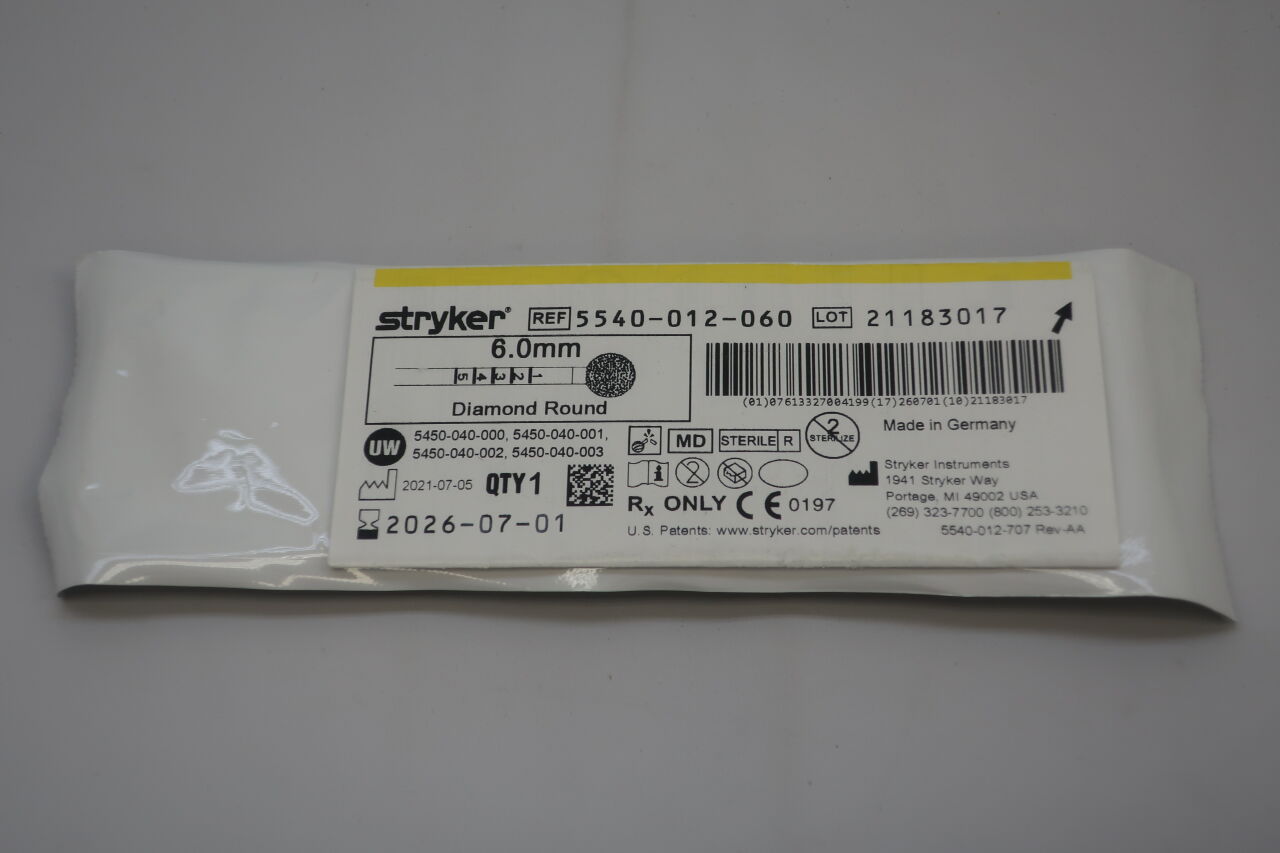 5540-012-060 - STRYKER - Round Diamond Bur, 6.0mm, (EA) - ( Expiry Date: 2024-09-01 )