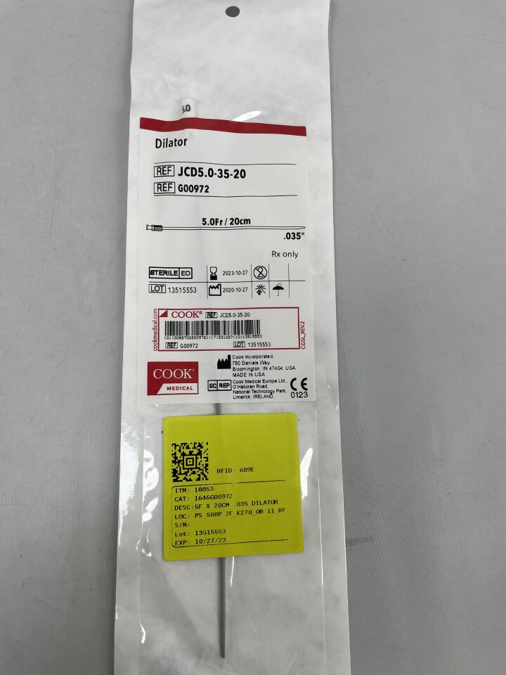 G00972 - COOK - Standard Dilator 5F x 20cm, 0.035", (EA) - ( Expiry Date: 2024-01-13 )