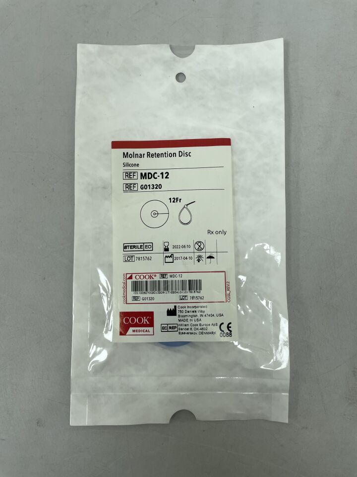 G01320 - COOK - Molnar Retention Disc, Silicone 12F, (EA) - ( Expiry Date: 2022-04-10 )