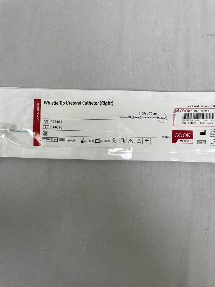 G14028 - COOK - Whistle Tip Ureteral Catheter, Right 3F x 70cm, (EA) - ( Expiry Date: 2024-08-19 )