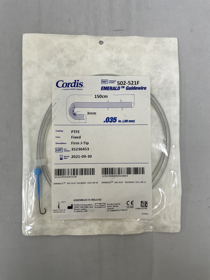 502-521F - CORDIS - Emerald Guidewire Firm J-Tip, 150cm, () - ( Expiry Date: 2021-09-30 )