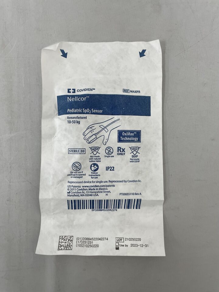 MAXPR - COVIDIEN - Nellcor Pediatric SPO2 Sensor, Remanufactured, 10-50kg, (EA) - ( Expiry Date: 2023-12-31 )