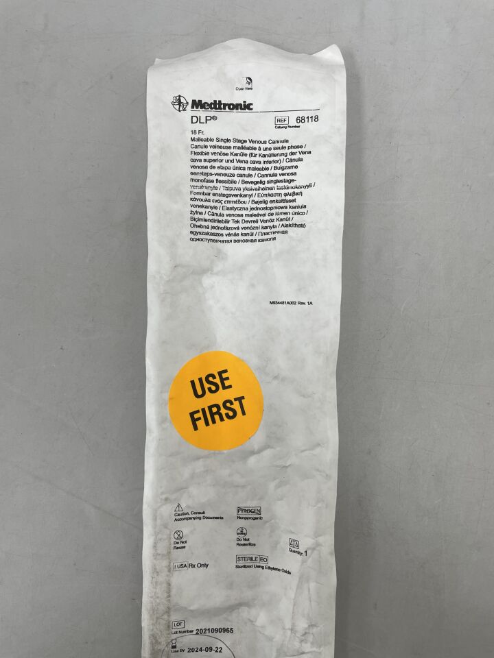 68118 - MEDTRONIC - DLP Single Stage Venous Cannula, Malleable 18F, (EA) - ( Expiry Date: 2024-09-22 )