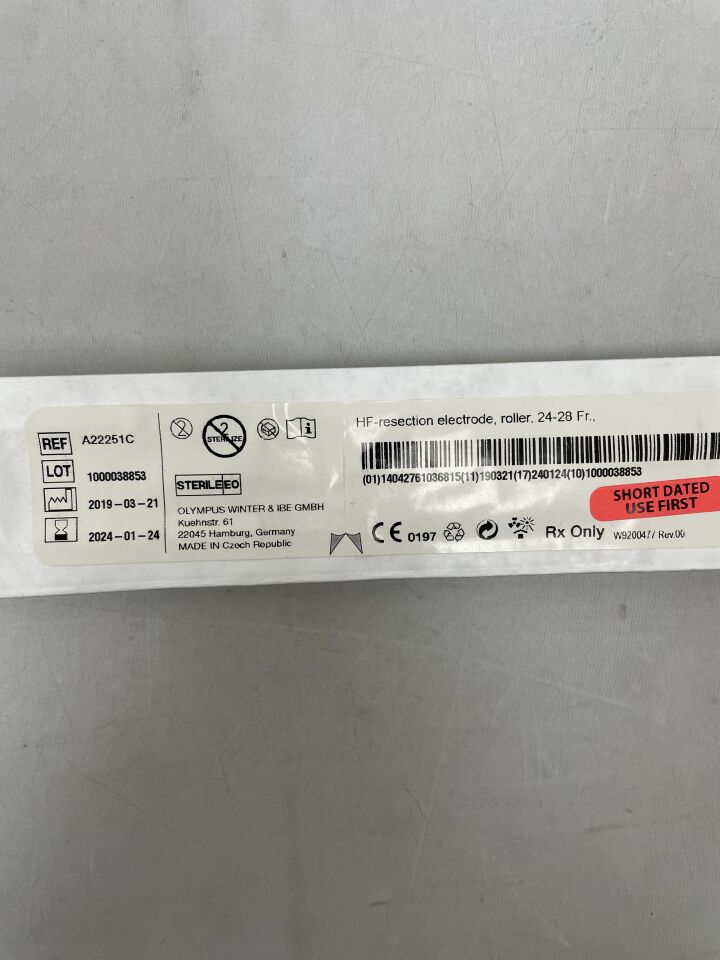 A22251C - OLYMPUS - HF Resection Electrode, Roller, 24 to 28 Fr Size,  12/30 Degree Angle
, () - ( Expiry Date: 2024-01-24 )