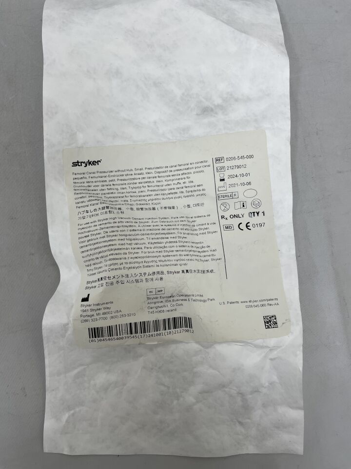 0206-545-000 - STRYKER - Femoral Canal Pressurizer w/o Hub, Small, (EA) - ( Expiry Date: 2024-10-01 )