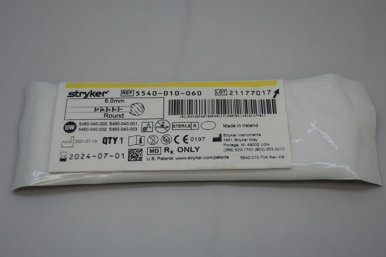 5540-010-060 - STRYKER - S2 Round Bur, Fluted 6.0mm, () - ( Expiry Date: 2024-09-01 )