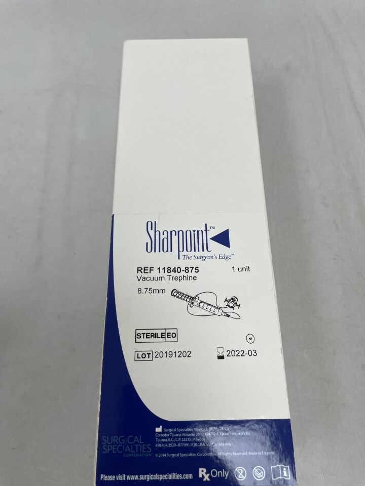 11840-875 - SURGICAL SPECIALTIES - TREPHINE, VACUUM, 8.75mm, (BX/1) - ( Expiry Date: 2022-03-20 )