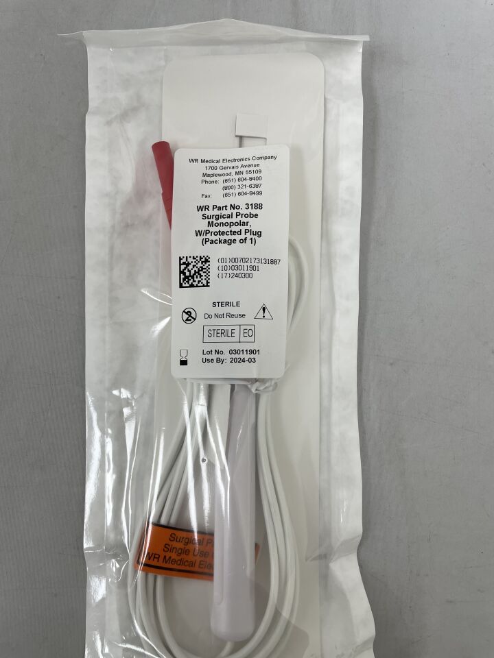 3188 - WR MEDICAL - Surgical Probe Monopolar w Protected Plug, (EA) - ( Expiry Date: 2024-03-01 )