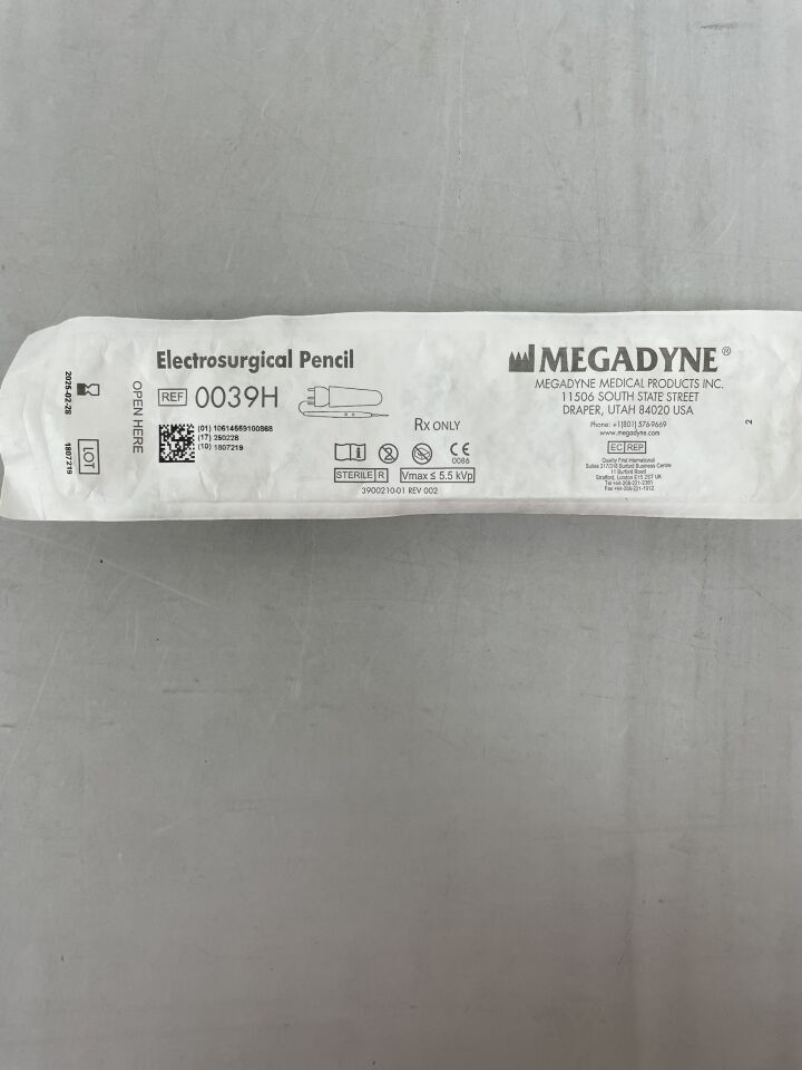 0039H - ETHICON - Lápices electroquirúrgicos desechables Megadyne, acero inoxidable, punta de botón, 2,5 mm, ( ) - ( Fecha de caducidad: 28/02/2025 )